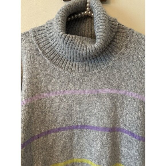 LOFT Womens Size XS/S Wool Blend Sweater Poncho Gray Multicolor Stripes - Picture 2 of 6